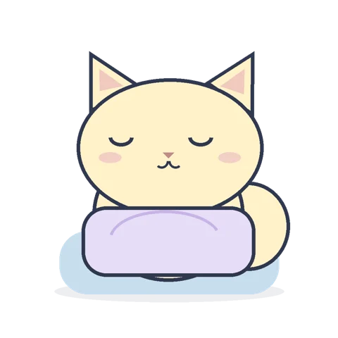 보라색 베개를 안고 졸고 있는 고양이 몽냥